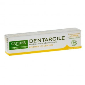 Cattier dentargile à l'huile essentielle de citron bio 75ml