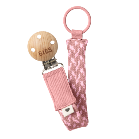 BIBS Attache sucette tressée - Dusty Pink / Baby Pink