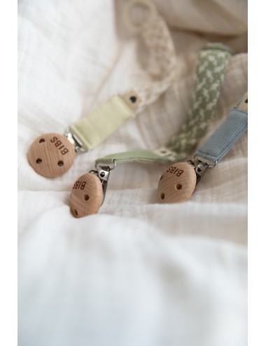 BIBS Attache sucette tressée - Sage / Ivory