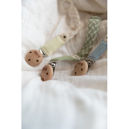 BIBS Attache sucette tressée - Sage / Ivory