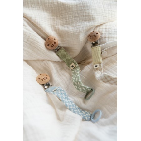 BIBS Attache sucette tressée - Sage / Ivory