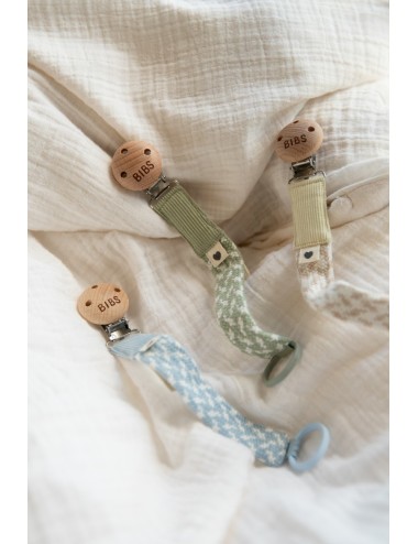 BIBS Attache sucette tressée - Baby Blue / Ivory