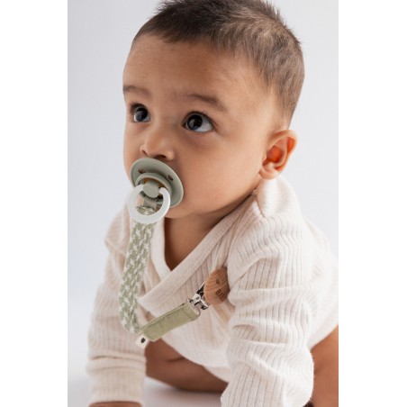 BIBS Attache sucette tressée - Sage / Ivory