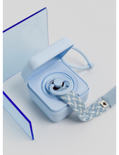 BIBS Attache sucette tressée - Baby Blue / Ivory