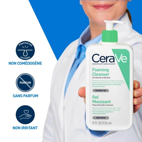 CeraVe Gel Moussant Nettoyant Peaux Normales à Grasses - 236ml