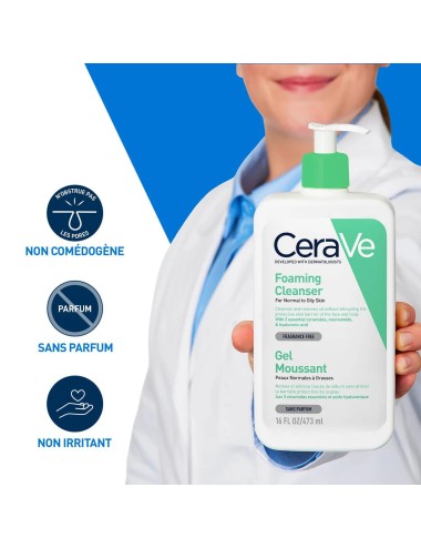 CeraVe Gel Moussant Nettoyant pour Peaux Normales à Grasses - 473ml