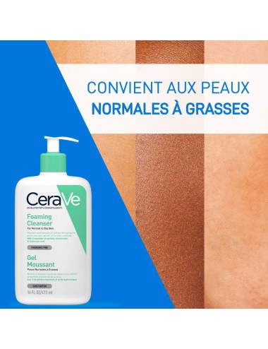 CeraVe Gel Moussant Nettoyant pour Peaux Normales à Grasses - 473ml
