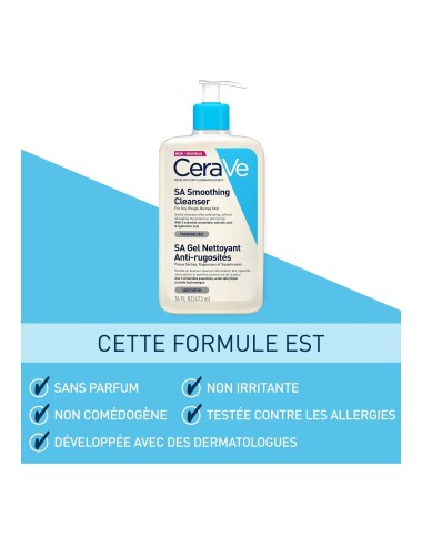 CeraVe SA Gel Nettoyant Anti-Rugosités - Peau Sèche et Rugueuse 473ml