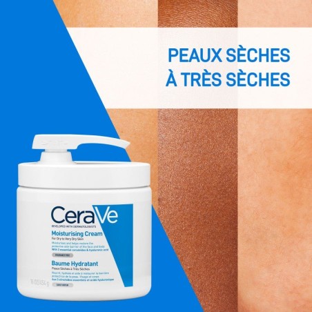 CeraVe Baume Hydratant Nourrissant Peau Sèche à Très Sèche -454g avec Pompe