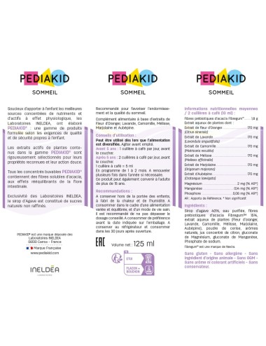 Pediakid Sommeil Sirop Goût Cerise – 125 ml