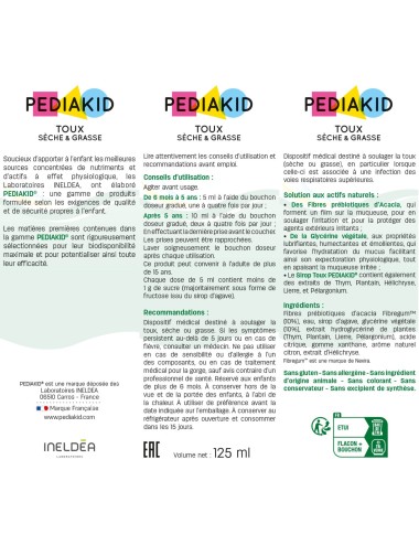 Pediakid Sirop Toux Sèche & Grasse Goût Citron – 125 ml