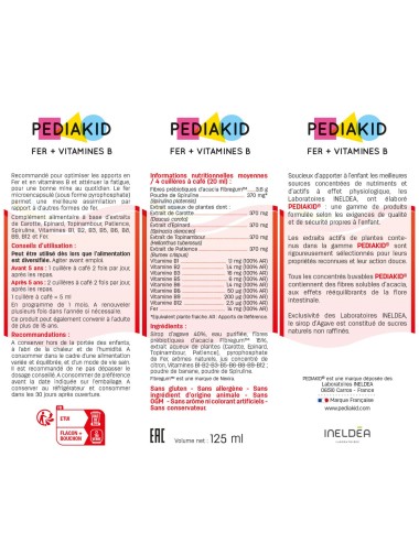 Pediakid Sirop Fer + Vitamines B Enfants – 125 ml