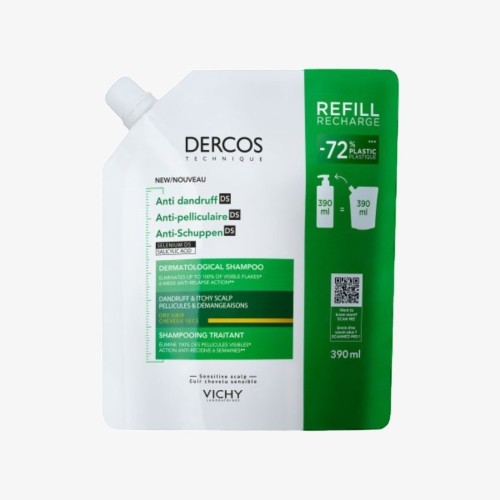 VICHY DERCOS Anti-Pelliculaire DS Eco-Recharge Cheveux Secs – 390 ml