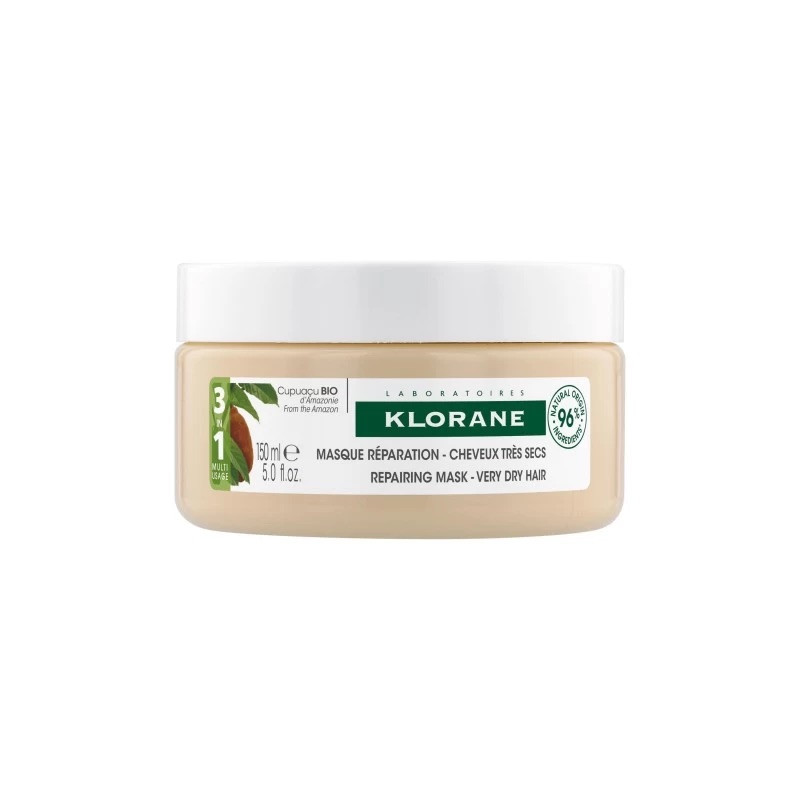 KLORANE – Masque Réparateur 3-en-1 au Beurre de Cupuaçu BIO (150 ml)