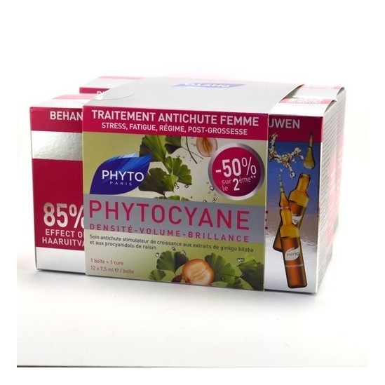 Phyto Phytocyane Soin Antichute Stimulateur de Croissance Femme Lot de 2 x 12 Ampoules Phyto Phytocyane Soin Antichute Stimulateur de Croissance Femme Lot de 2 x 12 Ampoules