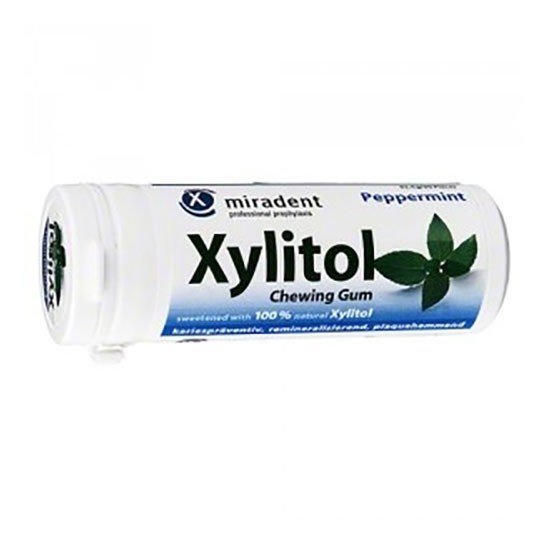 Miradent Xylitol Chewing gum menthe poivrée 30g Miradent Xylitol Chewing gum menthe poivrée 30g
