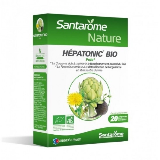 Santarome hépatonic bio 20 ampoules buvables de 10ml Santarome hépatonic bio 20 ampoules buvables de 10ml