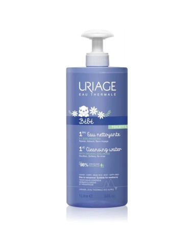 Uriage Bébé 1ère Eau Nettoyante sans Rinçage Flacon Pompe 1 Litre