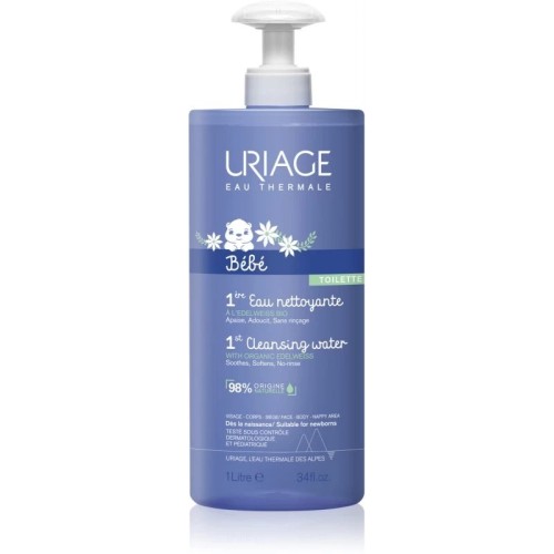 Uriage Bébé 1ère Eau Nettoyante sans Rinçage Flacon Pompe 1 Litre