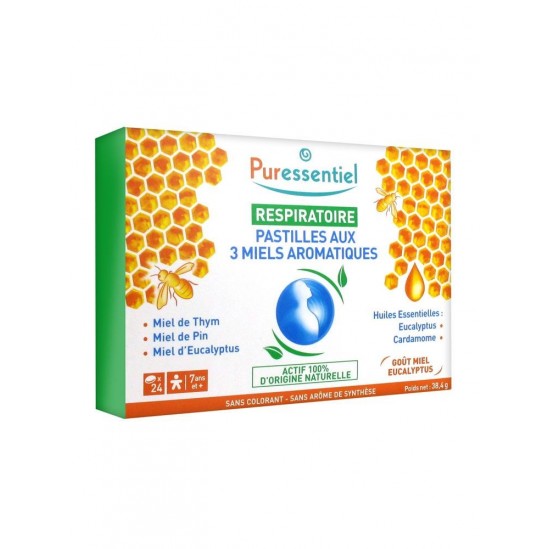 Puressentiel Respiratoire Pastilles aux 3 Miels Aromatiques 24 Pastilles Puressentiel Respiratoire Pastilles aux 3 Miels Aromatiques 24 Pastilles