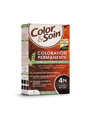 Les 3 Chênes Color&Soin Coloration Permanente 4N Châtain Naturel – 135 ml