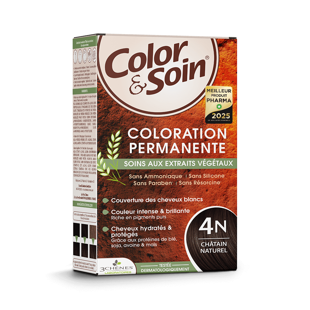 Les 3 Chênes Color&Soin Coloration Permanente 4N Châtain Naturel – 135 ml