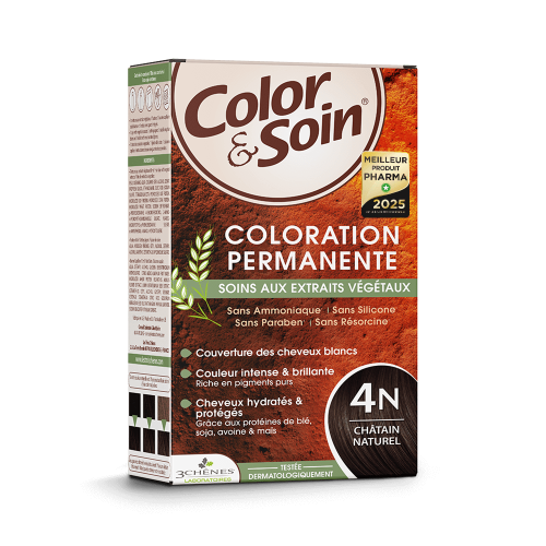 Les 3 Chênes Color&Soin Coloration Permanente 4N Châtain Naturel – 135 ml