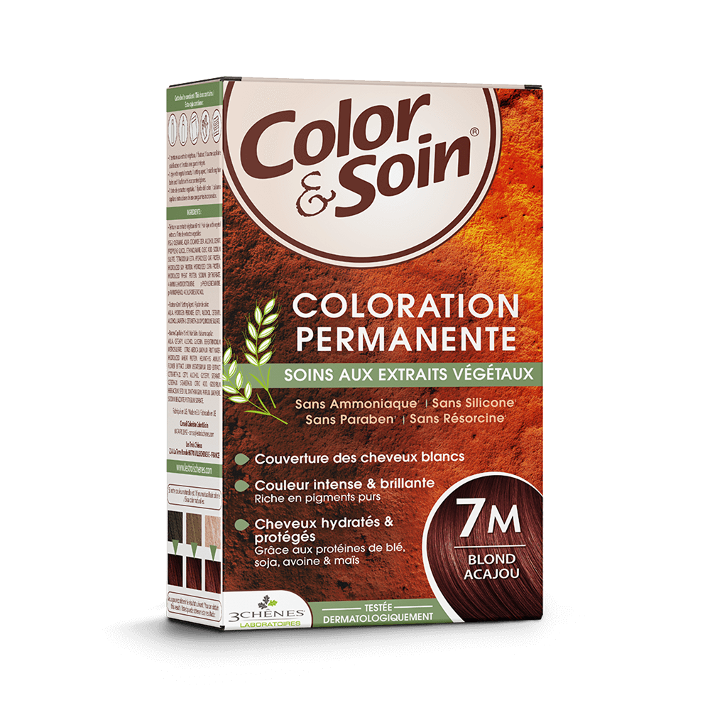 Les 3 Chênes Color&Soin Coloration Permanente 7M Blond Acajou – 135 ml