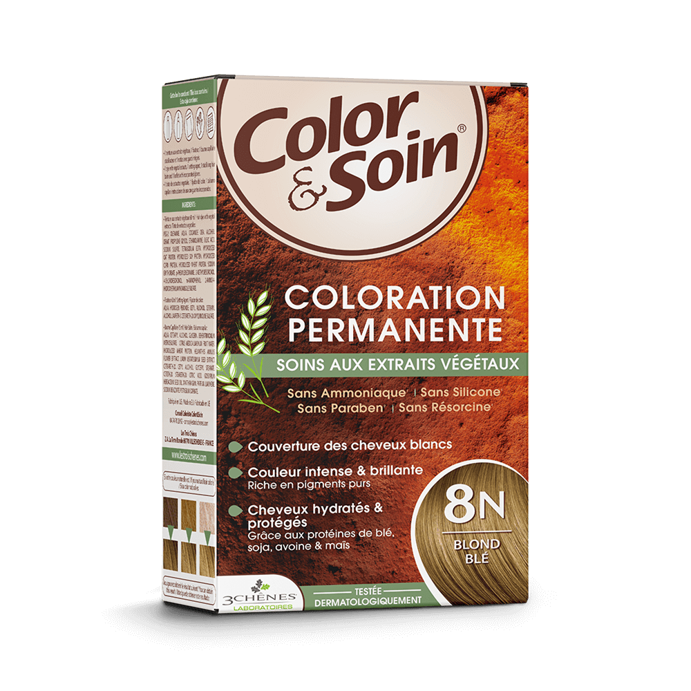Les 3 Chênes Color&Soin Coloration Permanente 8N Blond Blé – 135 ml