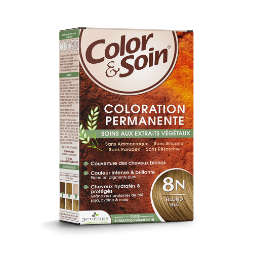 Les 3 Chênes Color&Soin Coloration Permanente 8N Blond Blé – 135 ml