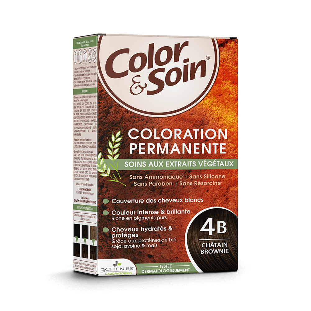 Les 3 Chênes Color&Soin Coloration Permanente 4B Châtain Brownie – 135 ml