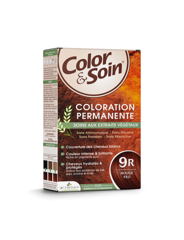 Les 3 Chênes Color&Soin Coloration Permanente 9R Rouge Feu – 135 ml