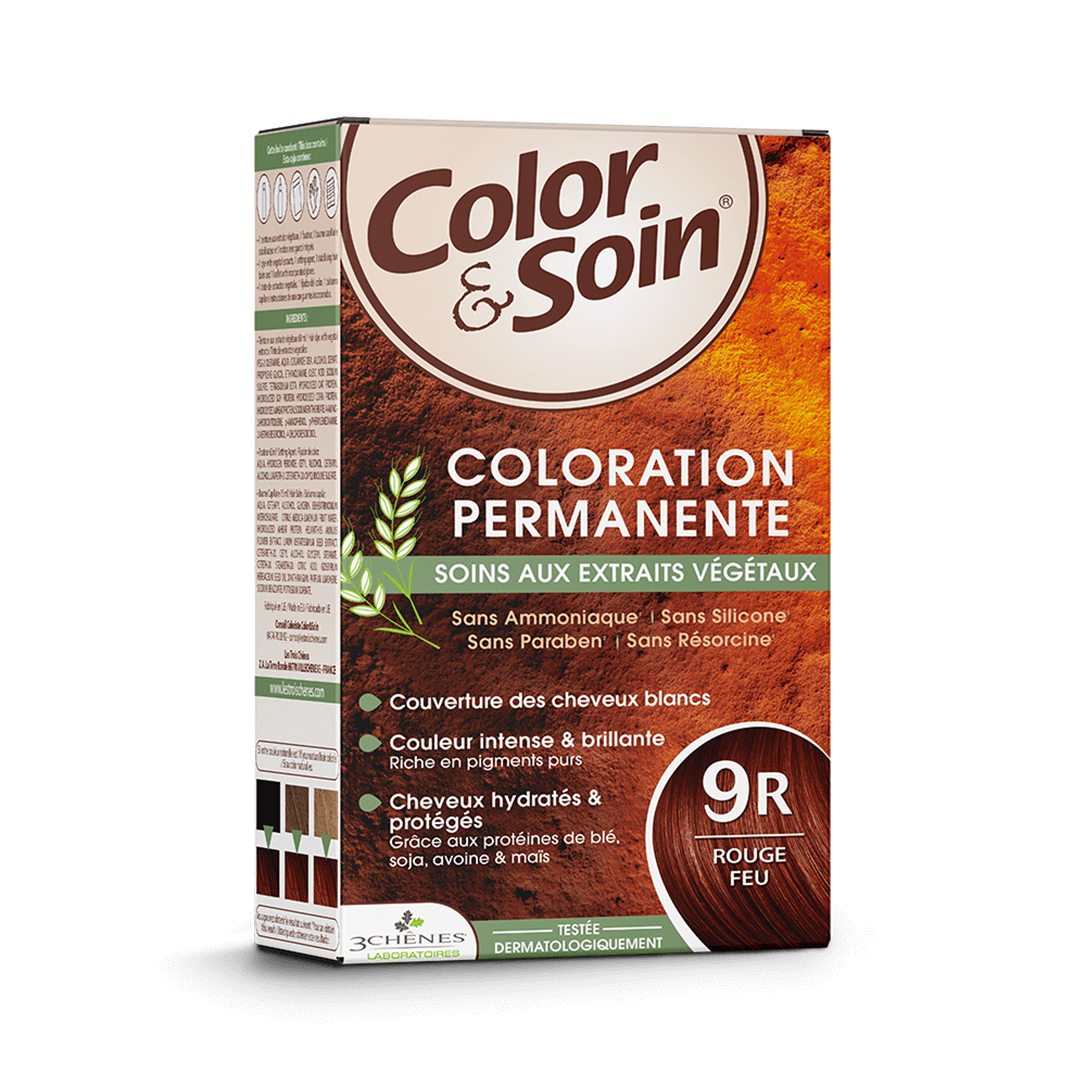 Les 3 Chênes Color&Soin Coloration Permanente 9R Rouge Feu – 135 ml