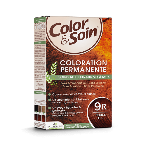 Les 3 Chênes Color&Soin Coloration Permanente 9R Rouge Feu – 135 ml