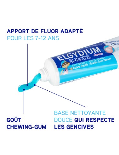 ELGYDIUM Junior Bubble 7/12 ans - dentifrice enfant 50 ml