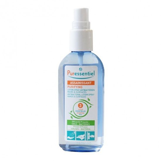Puressentiel assainissant lotion spray antibactérien mains et surfaces 80ml Puressentiel assainissant lotion spray antibactérien mains et surfaces 80ml