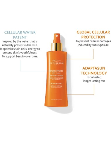 Institut Esthederm Bronze Impulse Spray Visage et Corps Préparateur Solaire – 150 ml