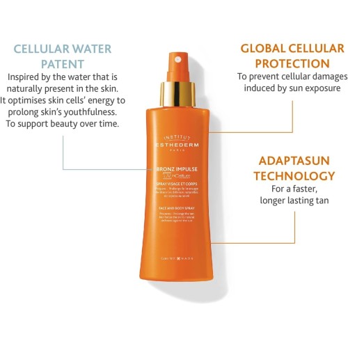 Institut Esthederm Bronze Impulse Spray Visage et Corps Préparateur Solaire – 150 ml