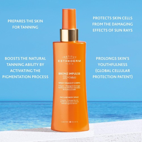 Institut Esthederm Bronze Impulse Spray Visage et Corps Préparateur Solaire – 150 ml