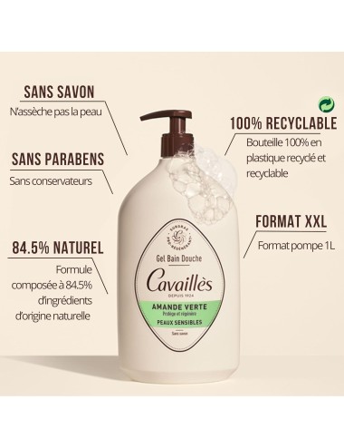 Rogé Cavaillès Gel Surgras Actif Bain Douche Amande Verte - 1 Litre