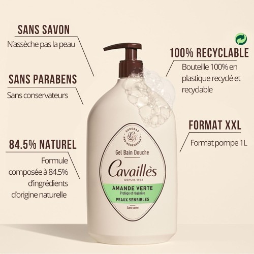 Rogé Cavaillès Gel Surgras Actif Bain Douche Amande Verte - 1 Litre