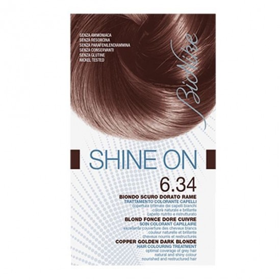 Bionike Shine on soin coloration 6.34 blond foncé doré cuivré Bionike Shine on soin coloration 6.34 blond foncé doré cuivré