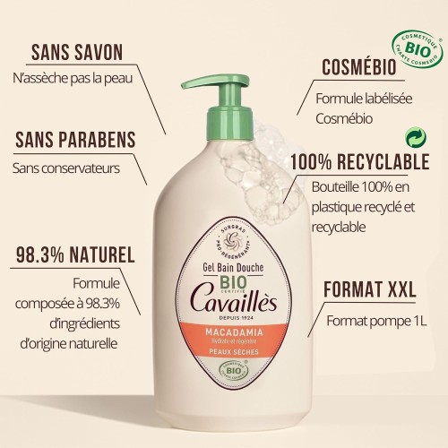 Rogé Cavaillès Gel Surgras Bain Douche Huile Macadamia BIO - 1 Litre