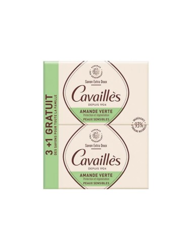 Rogé Cavaillès Savon Parfumé Amande Verte – Lot 3x250g + 1 Offert