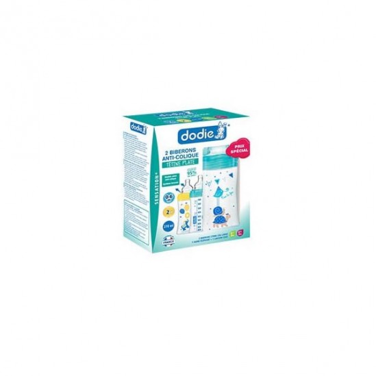 Dodie coffret x2 biberons sensation+ tétine plate débit 2 270ml Dodie coffret x2 biberons sensation+ tétine plate débit 2 270ml
