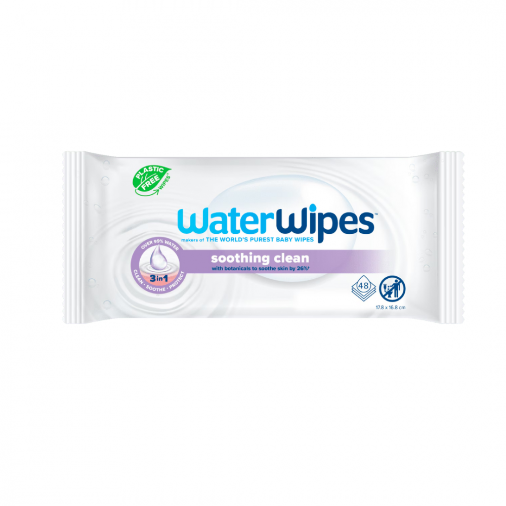 WaterWipes Lingettes Soothing Clean aux Extraits Botaniques – Paquet de 48