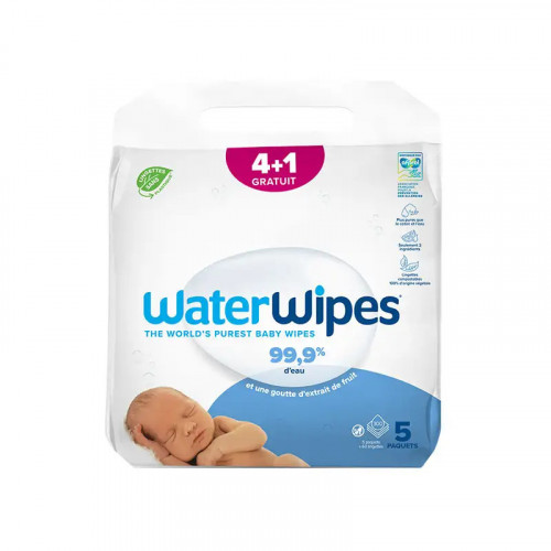 WaterWipes BIO Pack Éco 240 Lingettes Biodégradables (4 x 60)