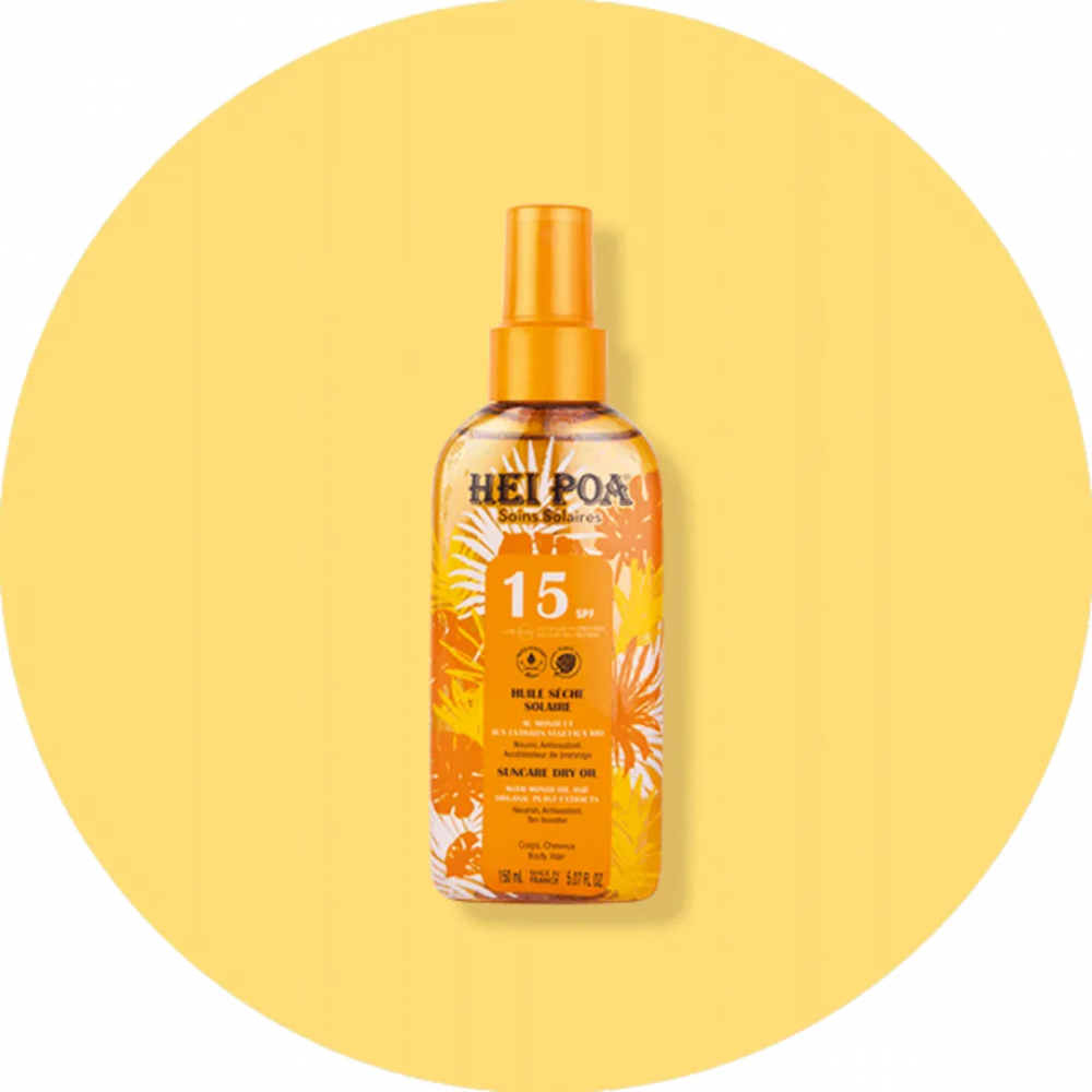 Hei Poa Huile Sèche au Monoï SPF 15 Parfum Tiaré – 150 ml