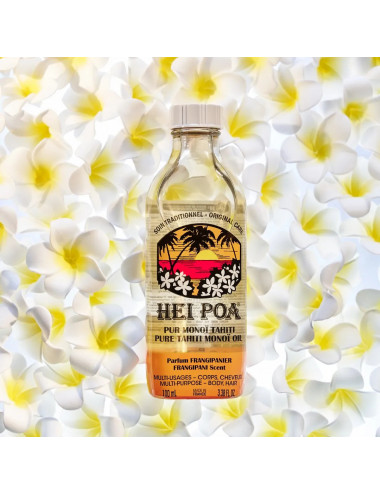 Hei Poa Pur Monoï de Tahiti au Parfum de Frangipanier – 100 ml