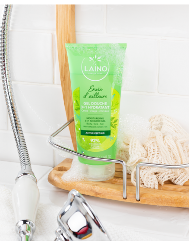 Laino Gel Douche 3-en-1 Envie d'Ailleurs au Thé Vert Bio – 200 ml